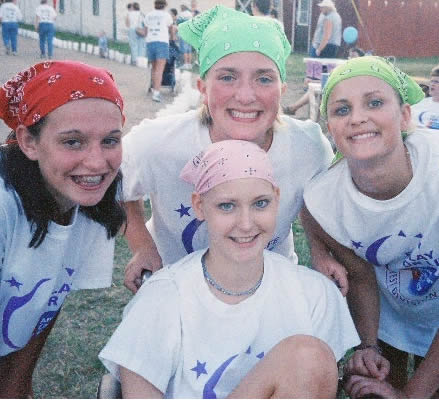 Jen with a group of her friends at the Relay for Life event.