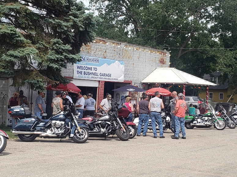 Event participants hanging out before the Forever Jen Memorial Motorcycle Run.