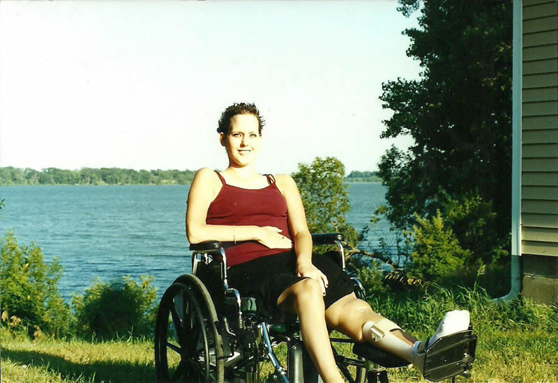 Jen in a wheelchair